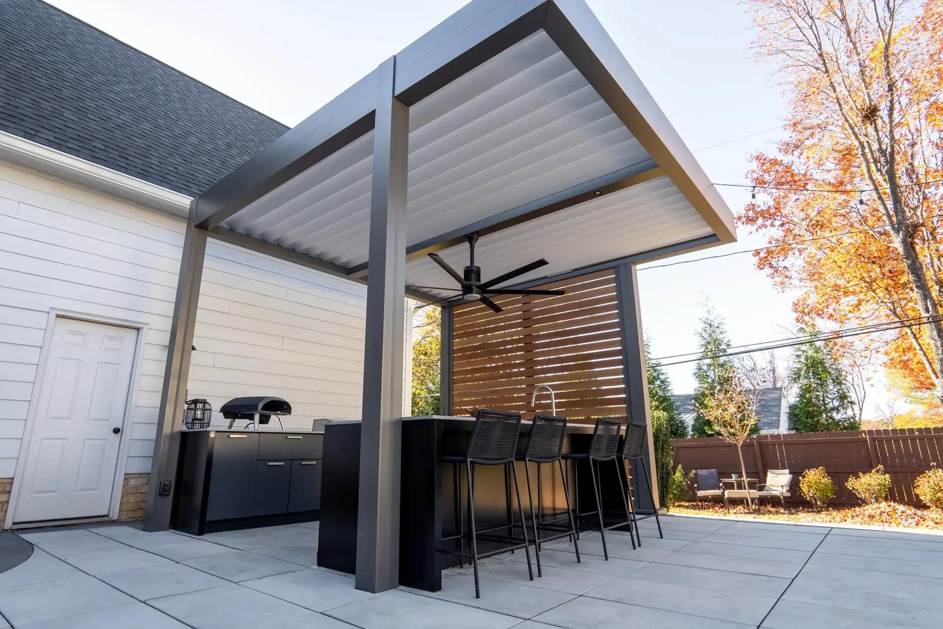 Louvered Pergola 38 R-BREEZE™ Slatted Roof Pergola Installation in Collin and Denton Counties