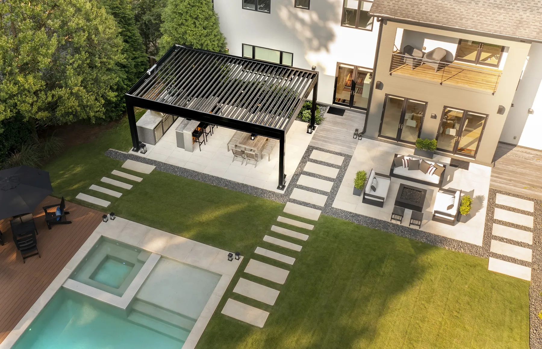 Louvered Pergola 1 R-BREEZE™ Slatted Roof Pergola Installation in Collin and Denton Counties