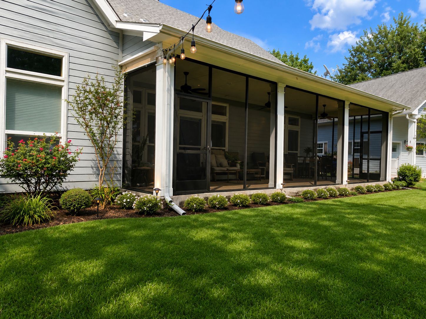 Double T screened patio installation in Bonham, Texas